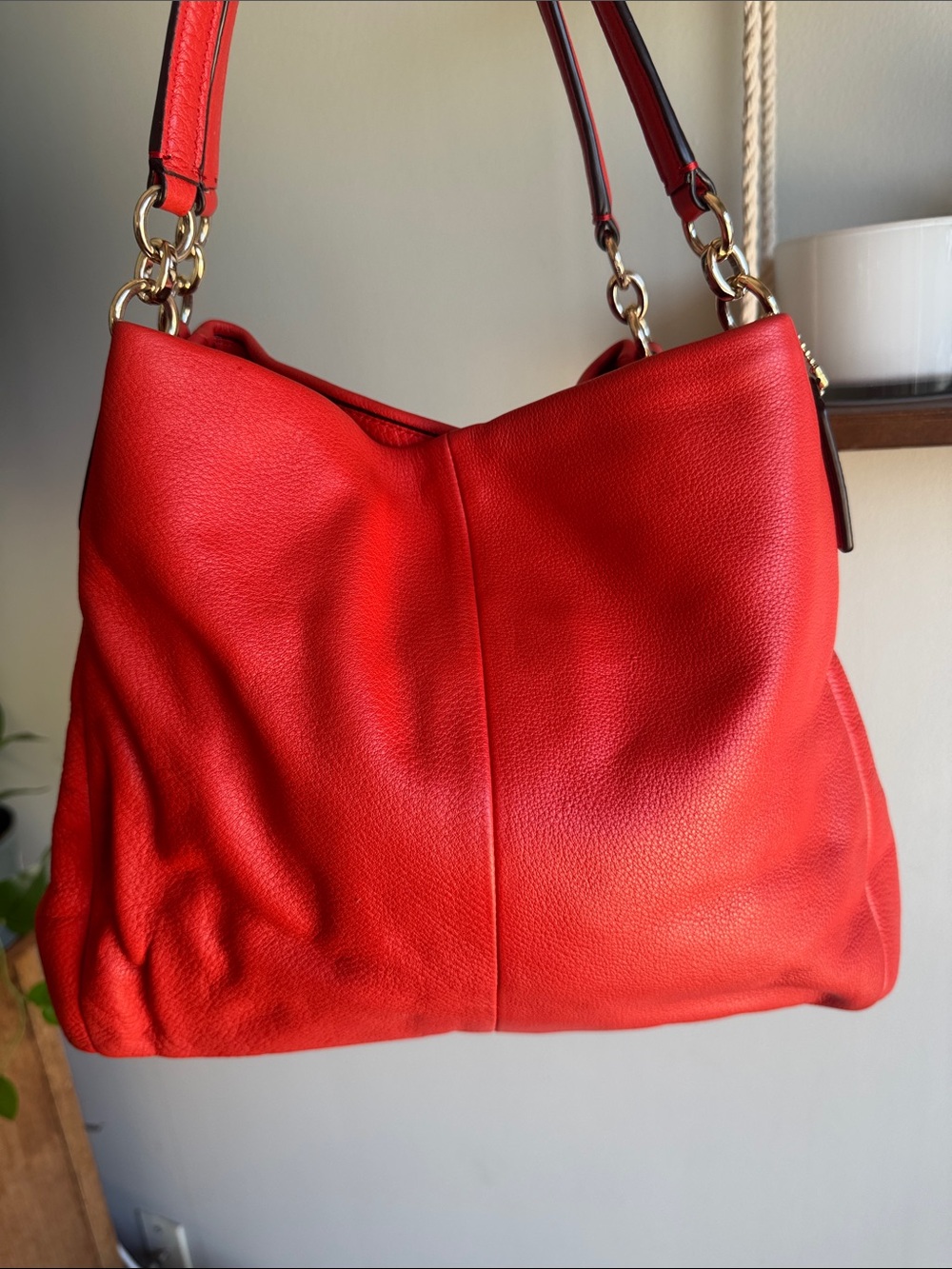 Coach Madison Phoebe Red- Orange Leather Shoulder Bag